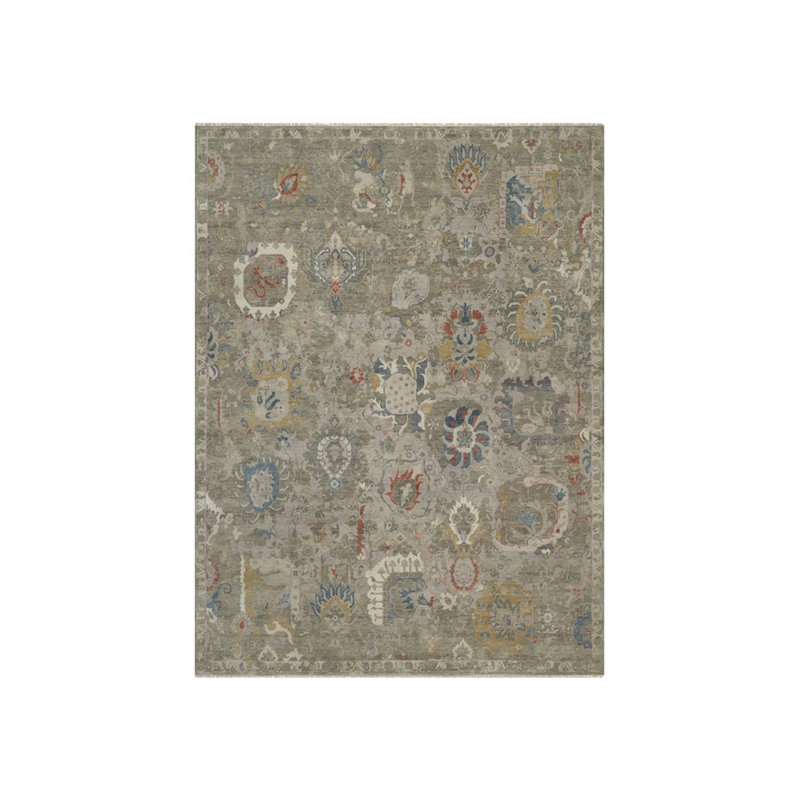 Tapis en laine noué à la main 9 pi x 12 pi 1 po gris Oushak FA4E131009F64DA28A1080EFA41C6718