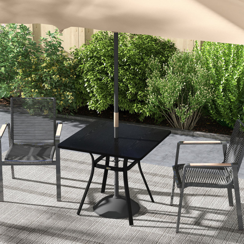 Square Metal Outdoor Bistro Table With Umbrella Hole , 80cm cm W 80cm cm D