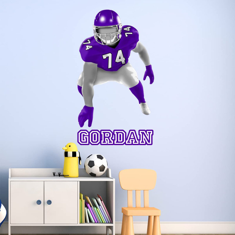 Adhésif décoratif joueur de football Lineman, H 23 po x l 13 po, Oui, Mauve