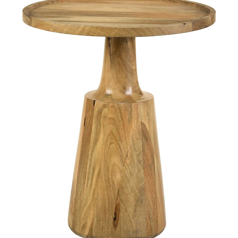 Natural Mango Wood Table With Stable Base - 20" Width X Deep Solid For Primary Living Room Height, Brown