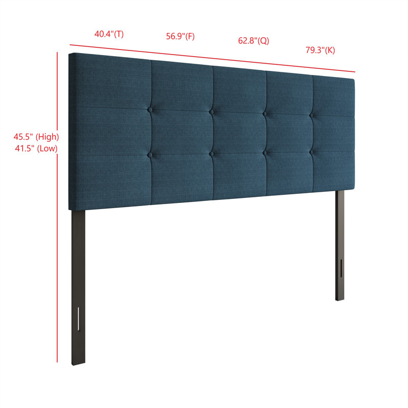 Forest Hill Upholstered Headboard, King, Denim Blue