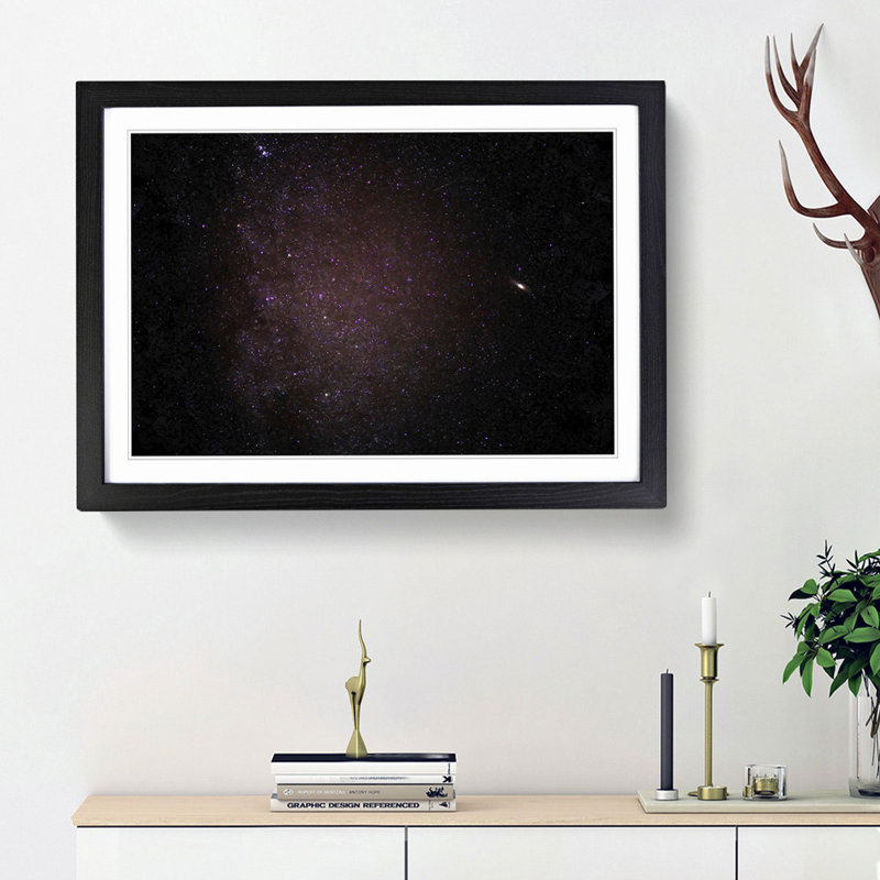 Starry Sky in Pink in Abstract - Picture Frame Graphic Art Print, 27cm H x 36cm W x 2cm D, Black Framed