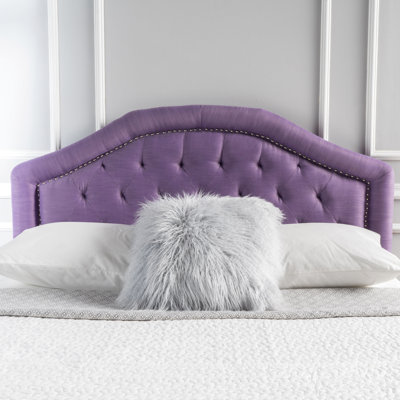 Purple Full Headboard - Contemporary Look With Upholstered Texture And Stylish Nailhead Accents For Bed Style Pattern Attractive