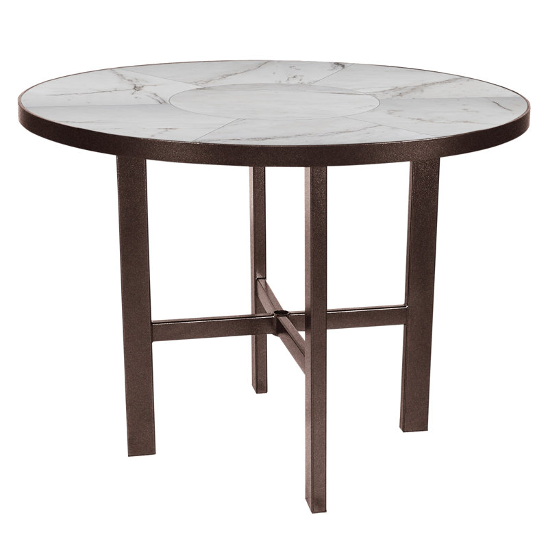 Tables Outdoor Round Bar Table, Carbon Black, Pallazo White, 39 H" W x 42" W x 42" D