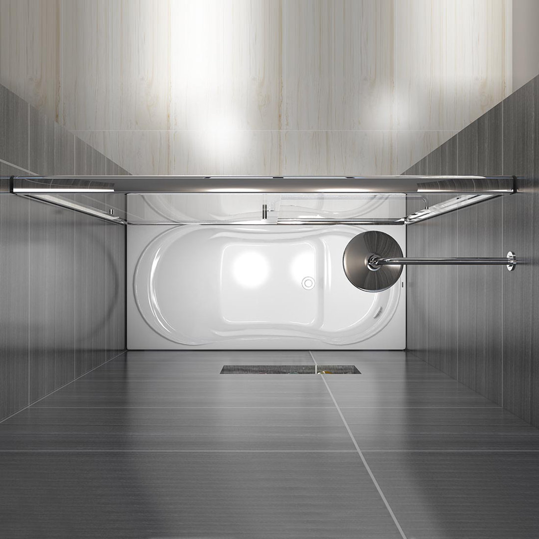 60" W x 62" H Double Sliding Shower Tub Door with 1/4'' Tempered Glass Bathtub Door SUNNY