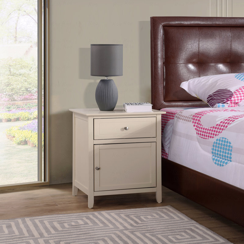 Charmante table de chevet transitionnelle en beige, Beige