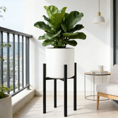 Mid Century Modern Plant Stand For Indoor Plants, Tall Metal Flower Pot Holder Display Rack With Sturdy Construction, Fits Up To 10 Inch Planters
