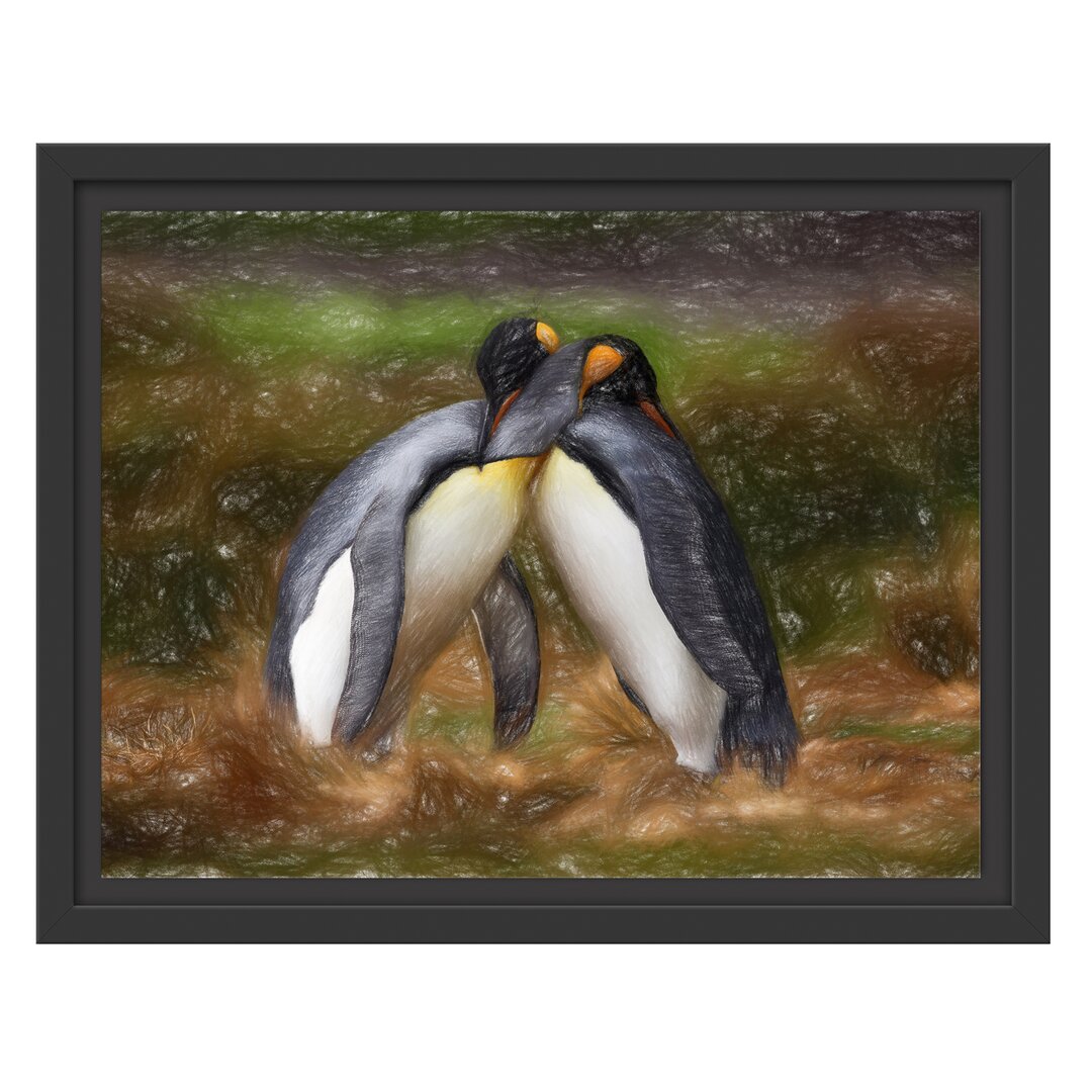 Gerahmtes Wandbild Pinguine in der Antarktis