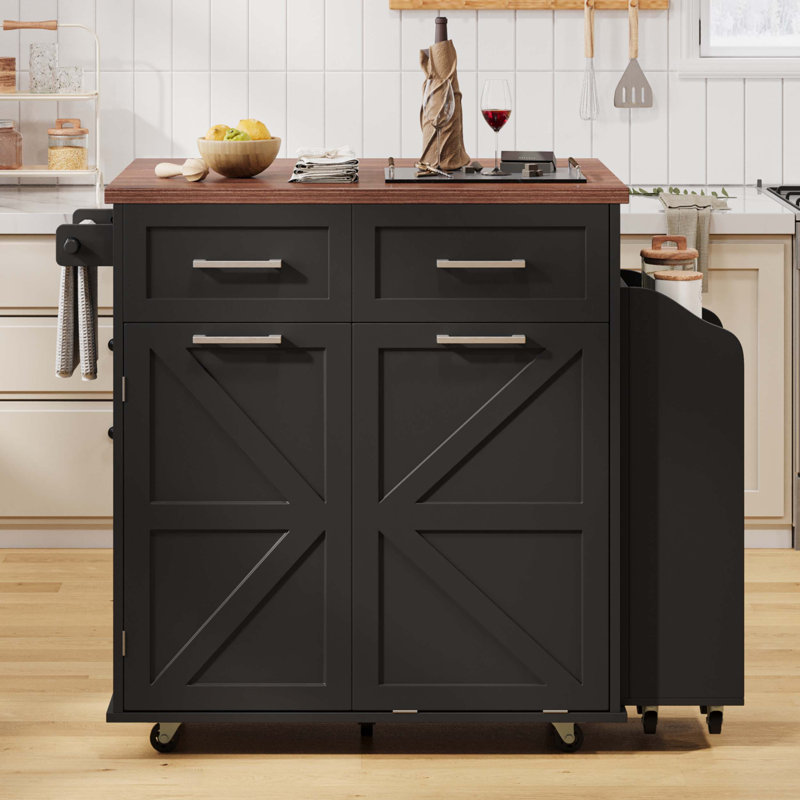 Îlot de cuisine de 47,2 po avec abattant, îlot de rangement avec supports latéraux amovibles