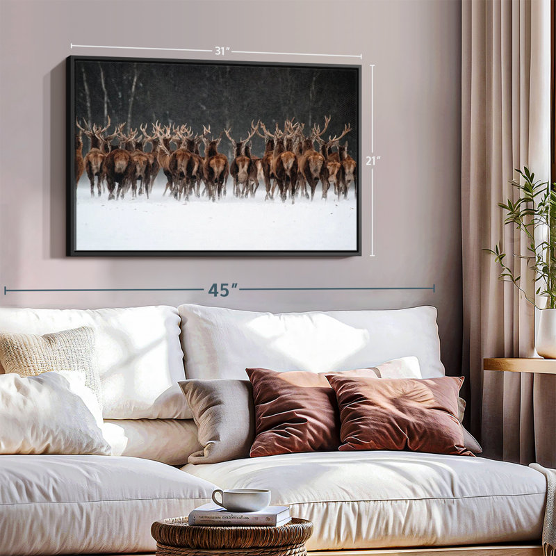 Impression sur toile, "Deer Escape", H 21 po x l 31 po