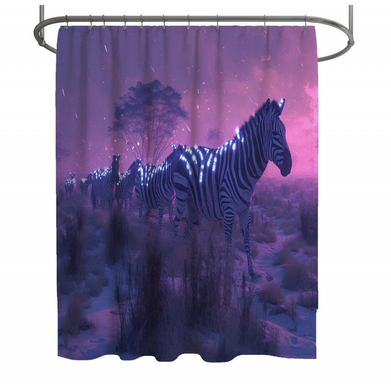 Zebra Fantasy Warm Shower Curtain, 83"H x 70"W