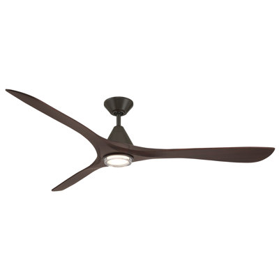 Ventilateur de plafond intelligent en bois naturel 72 po Carve avec trousse d'éclairage à DEL sélectionnable 2700K-3000K-4000K-5000K et télécommande incluse
