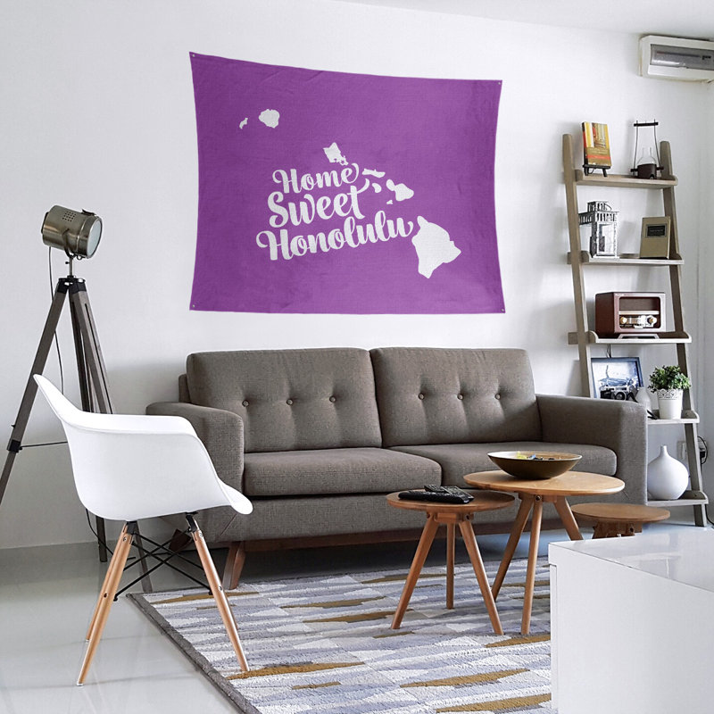 Tapisserie murale honolulu hawaii, H 27,5 po x l 37,5 po, Violet