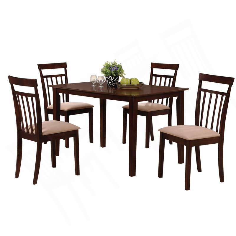 Espresso And Beige 5-Piece Dining Set