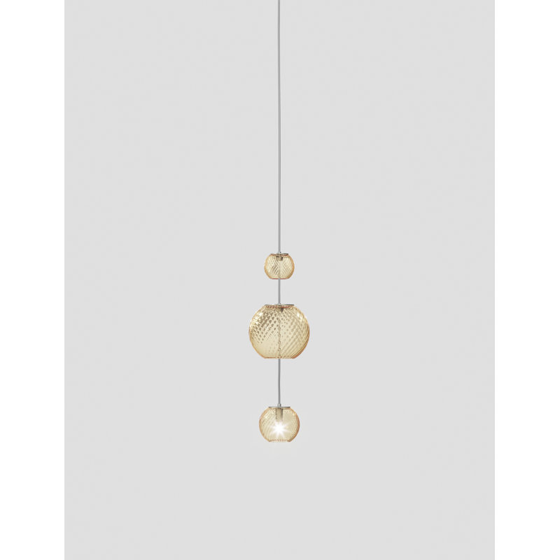 Oto Suspension Peaa White Striped Satin Nickel G9 Ul, Amber