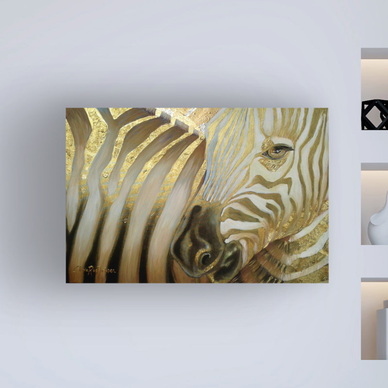 «Zebra Codex» par Cherie Roe Dirksen - peinture sur toile tendue, H 30 po x l 47 po x P 2 po