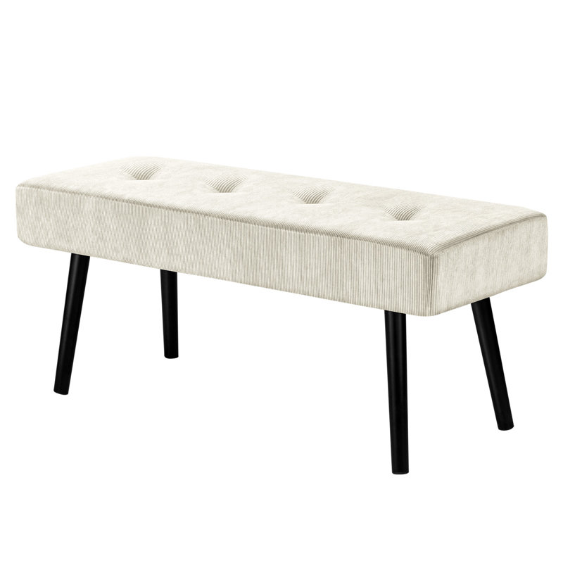 39.4" Corduroy Upholstered Bench, Beige