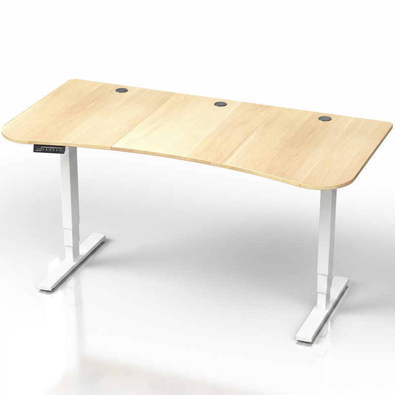 Bureau électrique 63 "x 32" avec contrôleur de mémoire à écran tactile, série 2E1B, Bois clair/blanc