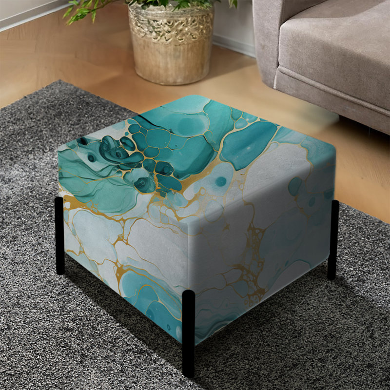 Emerald Oceanic Allure Marble Motif - Repose-pieds carré en marbre