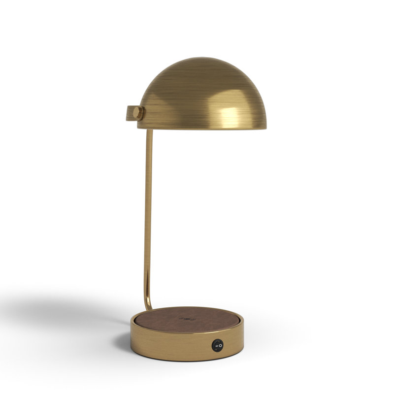 Ramona Metal USB Desk Lamp, Antique Brass, Antique Brass/Brown