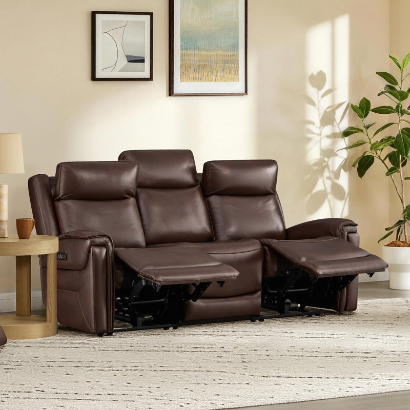 Canapé en cuir véritable Super Zero Gravity, H 41,73 po x l 83,46 po x P 37,8 po, Cognac, 3