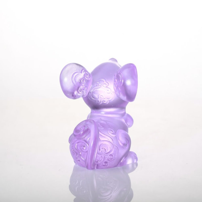 LIULI Crystal, Zodiac Figurine, Year of the Rat | Elfin Mouse Packs Treasures