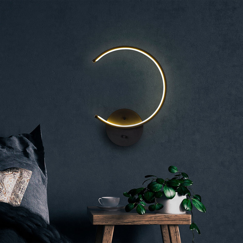 Modern Black Wall Lamp, 12W LED, 12.6 x 18.1 x 2.4 inches | Metal Body with 3.9-inch Base Plate | IP20 Rated, Perfect for Contemporary Home Décor & Accent Lighting, Integral LED - 3000K Warm Light