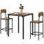 Ensemble de table de bar et de chaises à hauteur de comptoir, petit ensemble de table de salle à manger industrielle, table de cuisine carrée et tabourets avec structure en acier