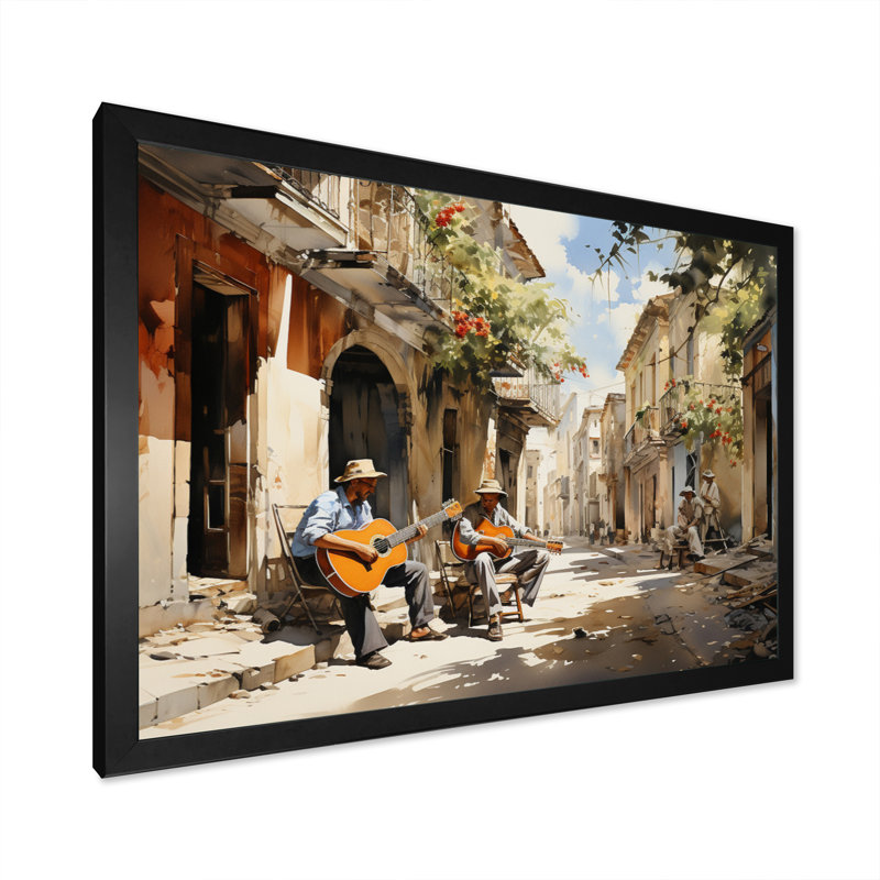 Cuba Rhythms Street II - Cuba, art mural paysage, H 30 po x l 40 po x P 1,5 po, Cadre simple noir
