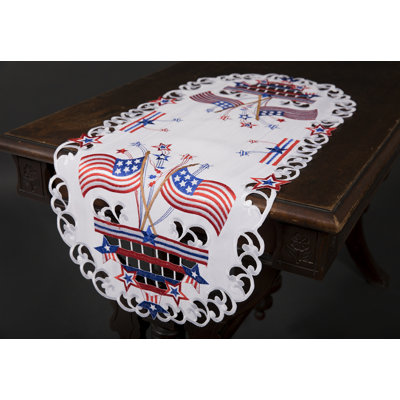 Star Spangled Embroidered Cutwork Table Runner
