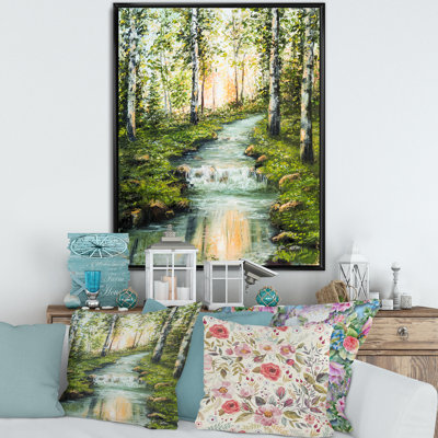 " River Through Birch Forest " Painting Print