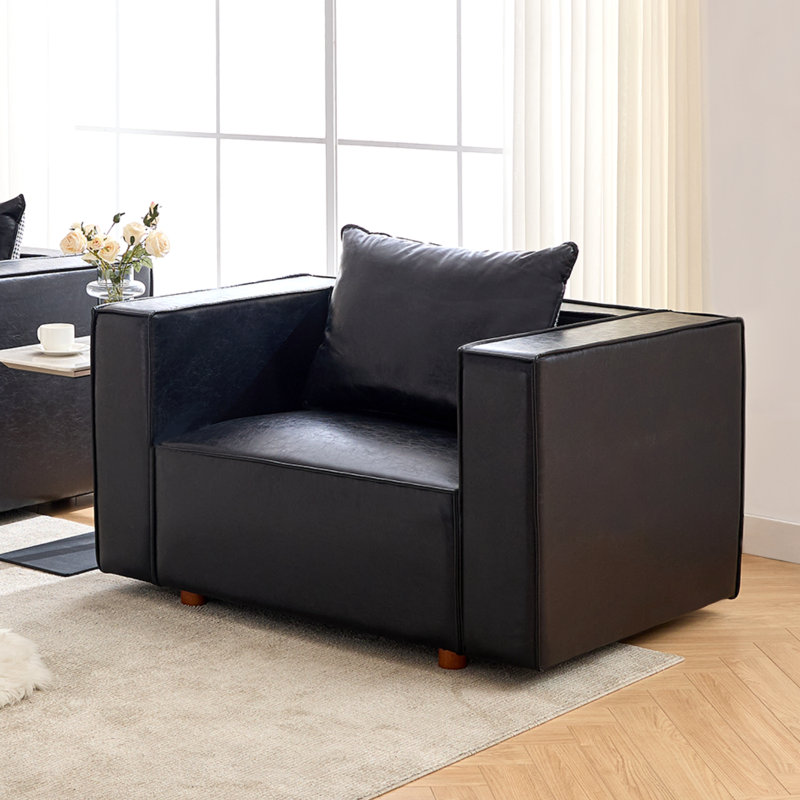 Fauteuil d'appoint en cuir l 50 po, Noir