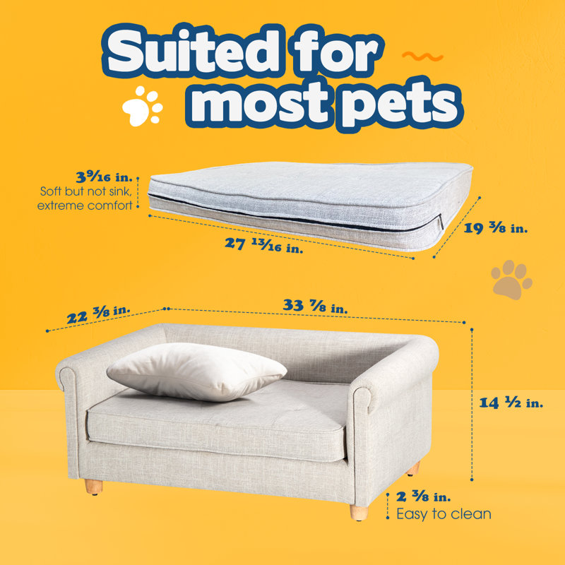 Pet Sofa Polyester Pet Bed, Light Gray