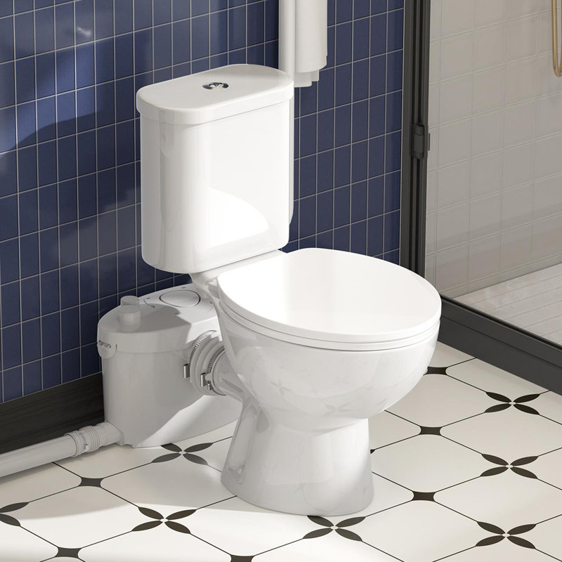 Macerating Toilet With 1000w Macerator Pump, Upflush Toilet For Basement With 4 Water Inlet