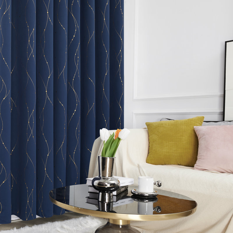 Blackout Curtain Pair, 117cm W x 229cm D, Navy Blue