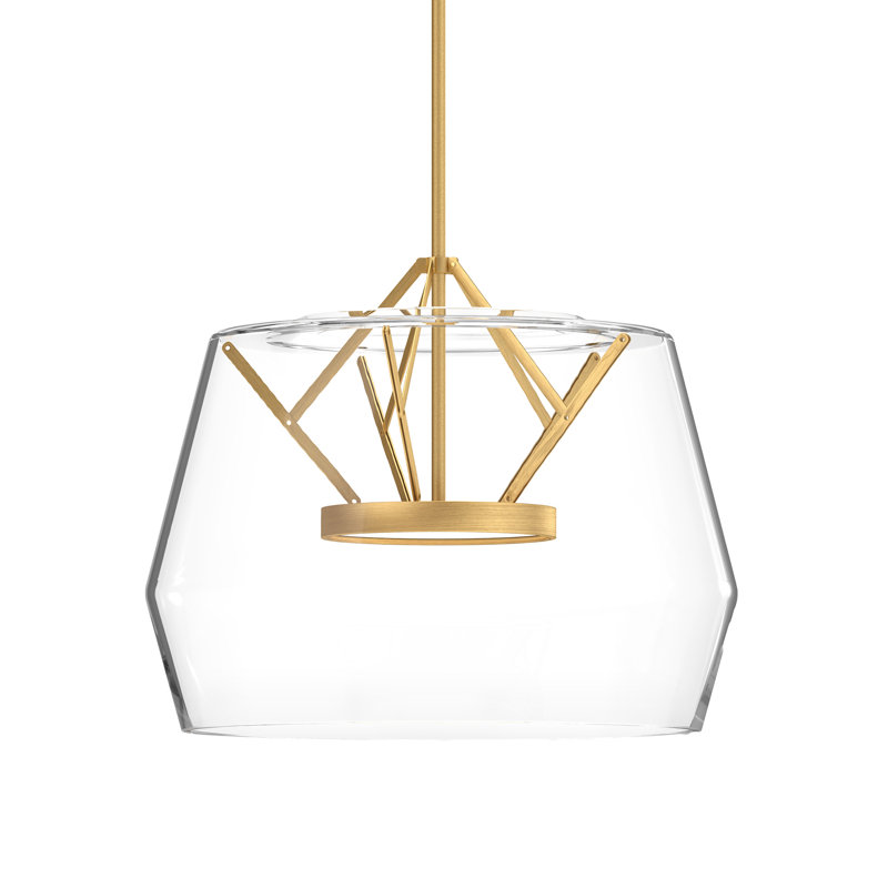 Luminaires suspendus Deco, Clear, H 11,75 po x l 17,75 po x P 17,75 po, Or brossé