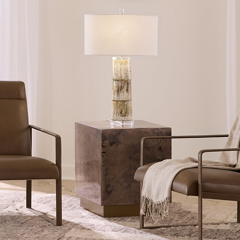 Cube Vellum Side Table, Warm Grey