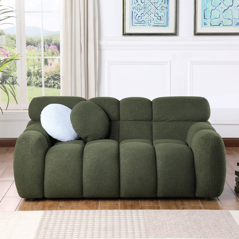 Canapé rembourré 86,5 po Daviya, H 28 po x l 65 po x P 36 po, Vert olive