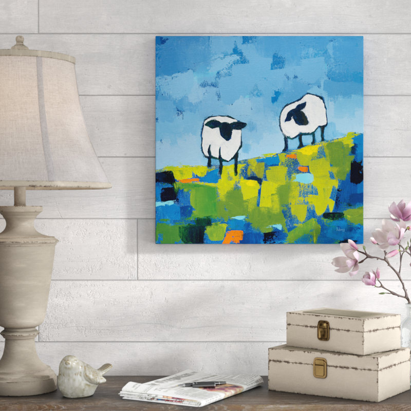Two Sheep 1 Piece Wrapped Canvas Painting, 51cm H x 51cm W