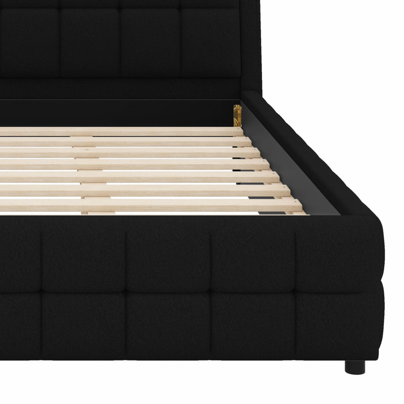 Lit plateforme tapissier Contemporary, Noir