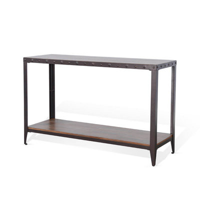 Table de canapé Ayka avec tablette, accent clouté, brun rectangulaire de 48 pouces