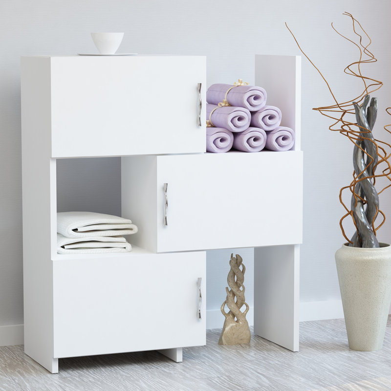 Versatile Multi-Purpose Cabinet, White, 25.6 x 35.4 x 12.4 inches | 100% Melamine Coated Particle Board, Thickness: 0.7 inches | Numerous Shelves, Wall-Mountable, Modern Design for Home & Office Storage Solutions