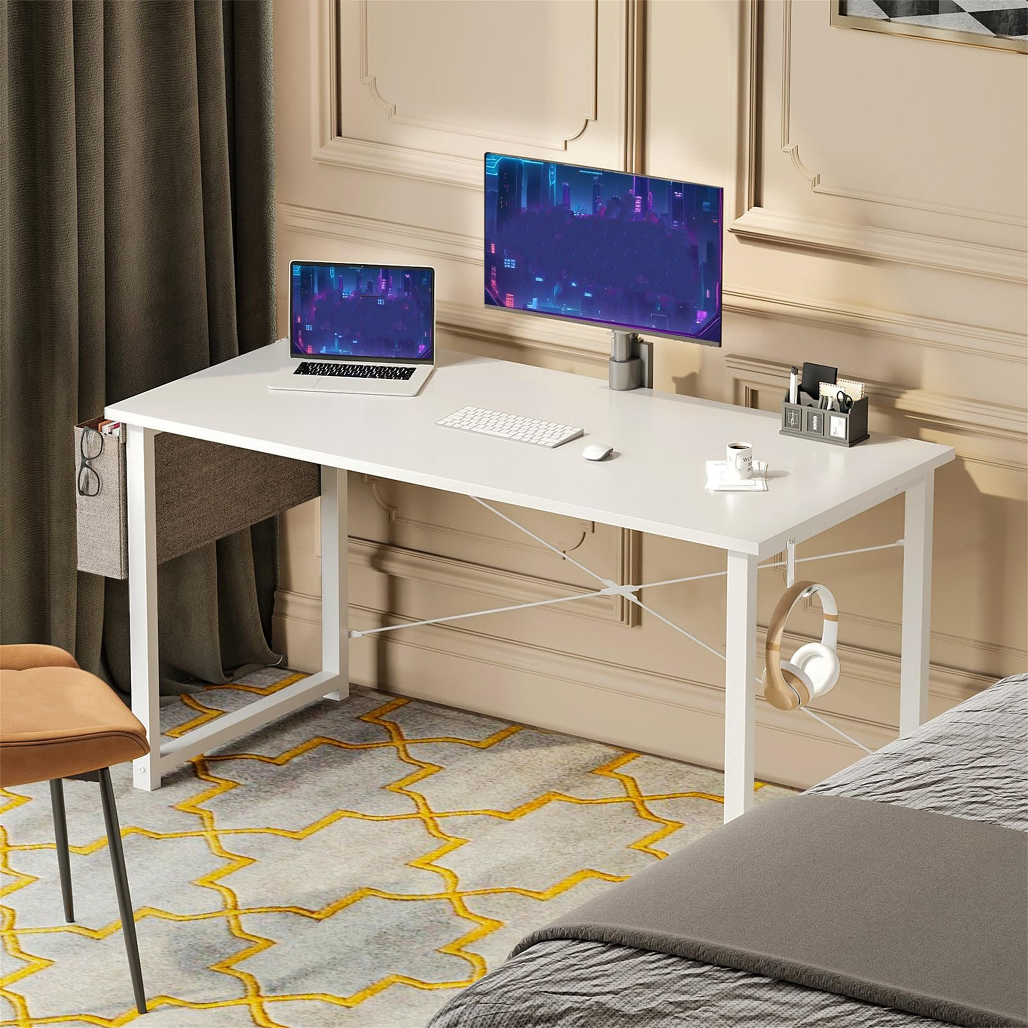 Inbox Zero Astle 120cm W Rectangle Computer Table with Hutch | Wayfair.ie