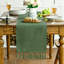Dark Green Boho Rustic Farmhouse Tassel Table Runner, 33x183 cm Christmas Kitchen Dining Table Decoration Wedding Holiday Party Decor