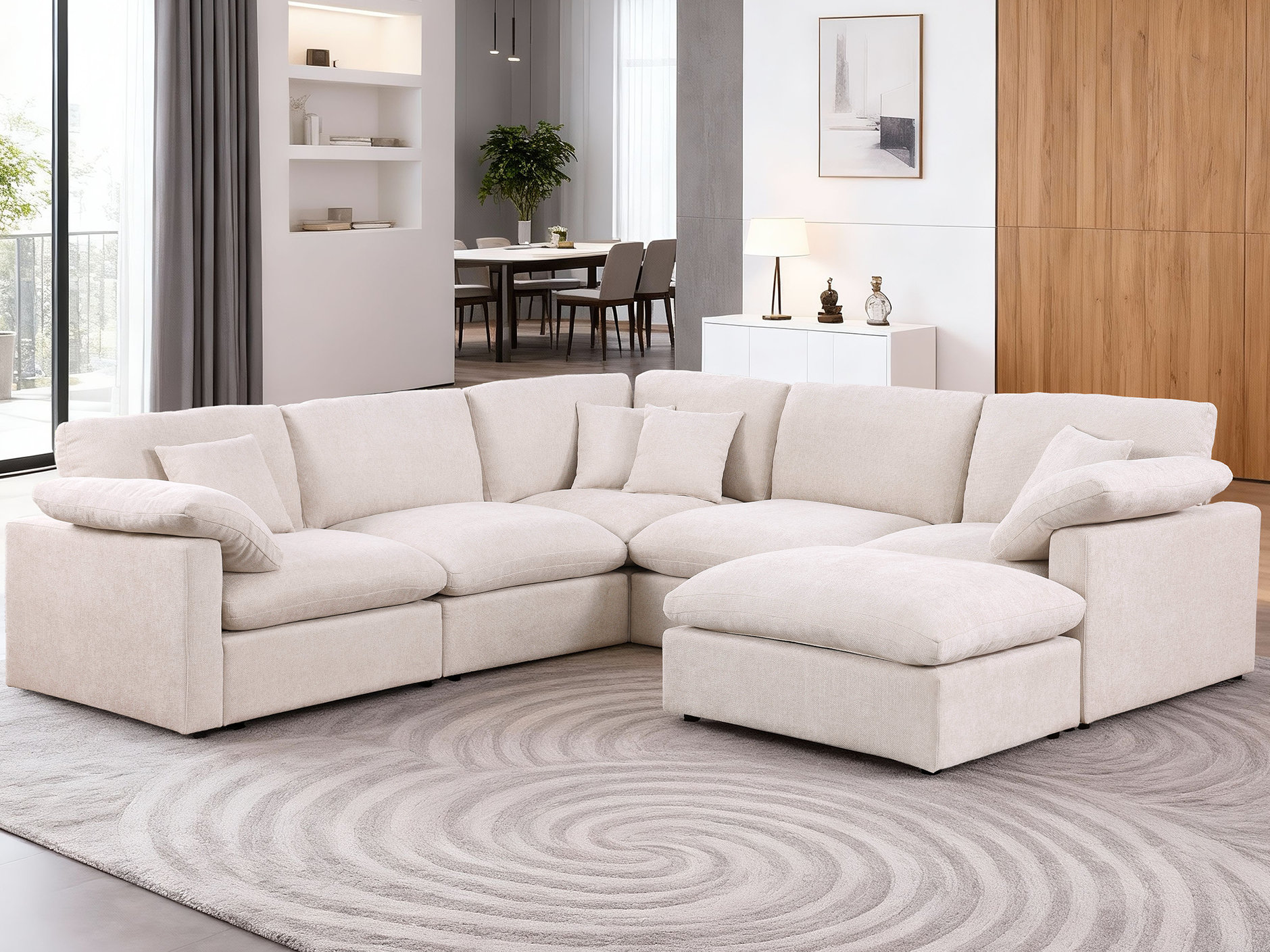 Latitude Run® Oversized Corner Sectional Modular Sofa, Chenille Cloud ...