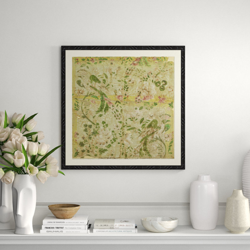 Antique Birds And Flower Design Giclee Print, Black