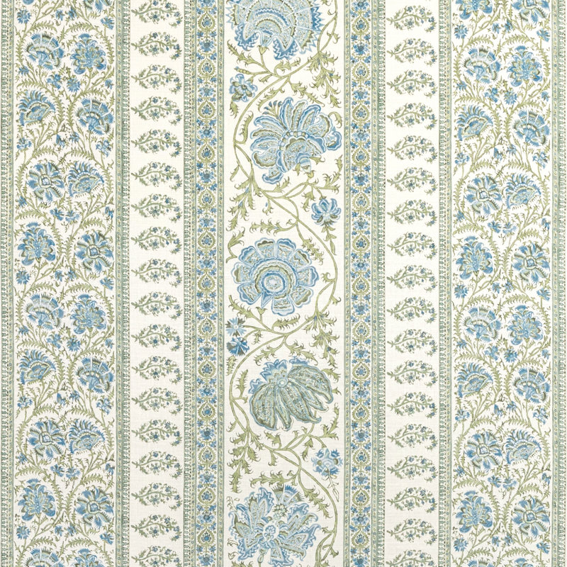 Indiennes Stripe Fabric, Sea