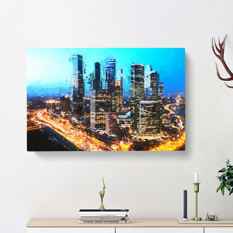 Moscow Russia Skyline in Abstract - Wrapped Canvas Graphic Art Print, 50cm H x 76cm W x 3cm D