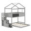 Lit superposé House avec escalier de rangement et tableau noir House-359301695