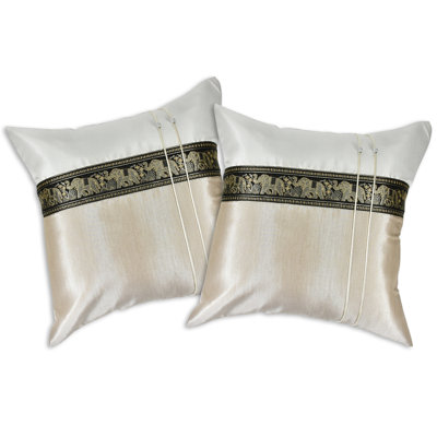 Ensemble de housse de coussin en soie Golden Cream Elephant Parade
